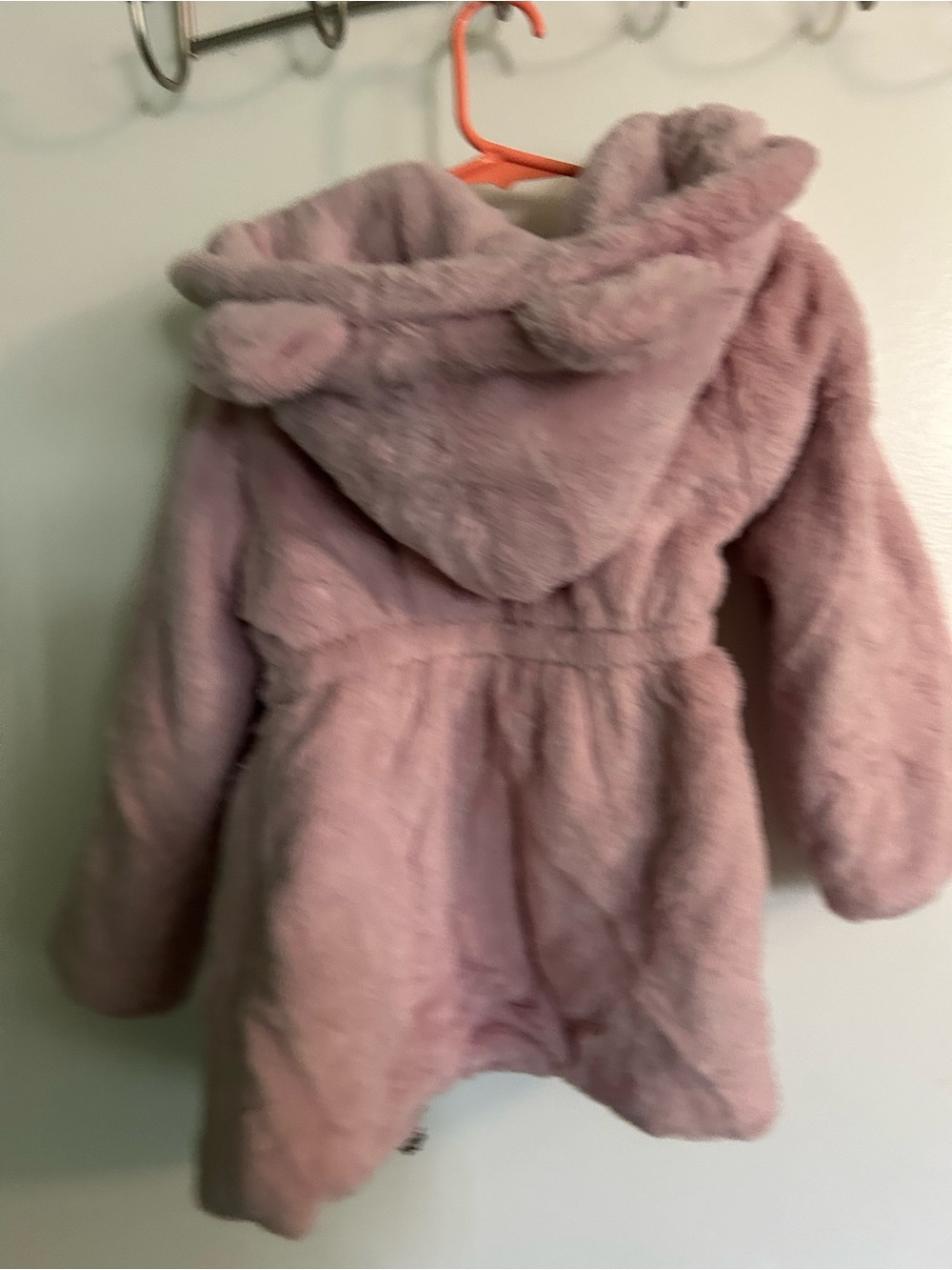 Kids Plush Hooded Coat in Mauve Pink